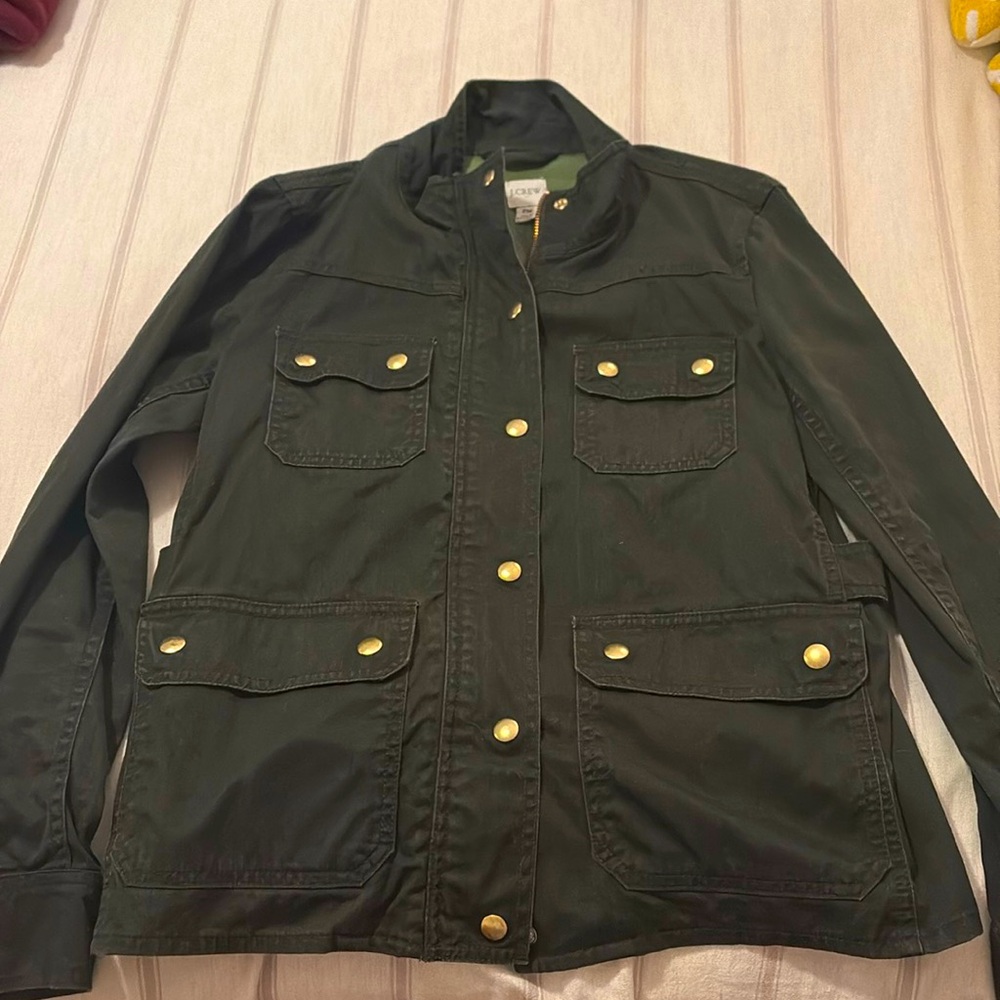 J Crew jacket - black with gold buttons - Size Petite Medium
